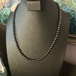 Hematite  Beaded Necklace with Lobster Clasp Adjustable
